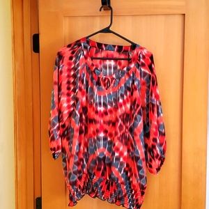 Chiffon Style & Co Red and Black blouse